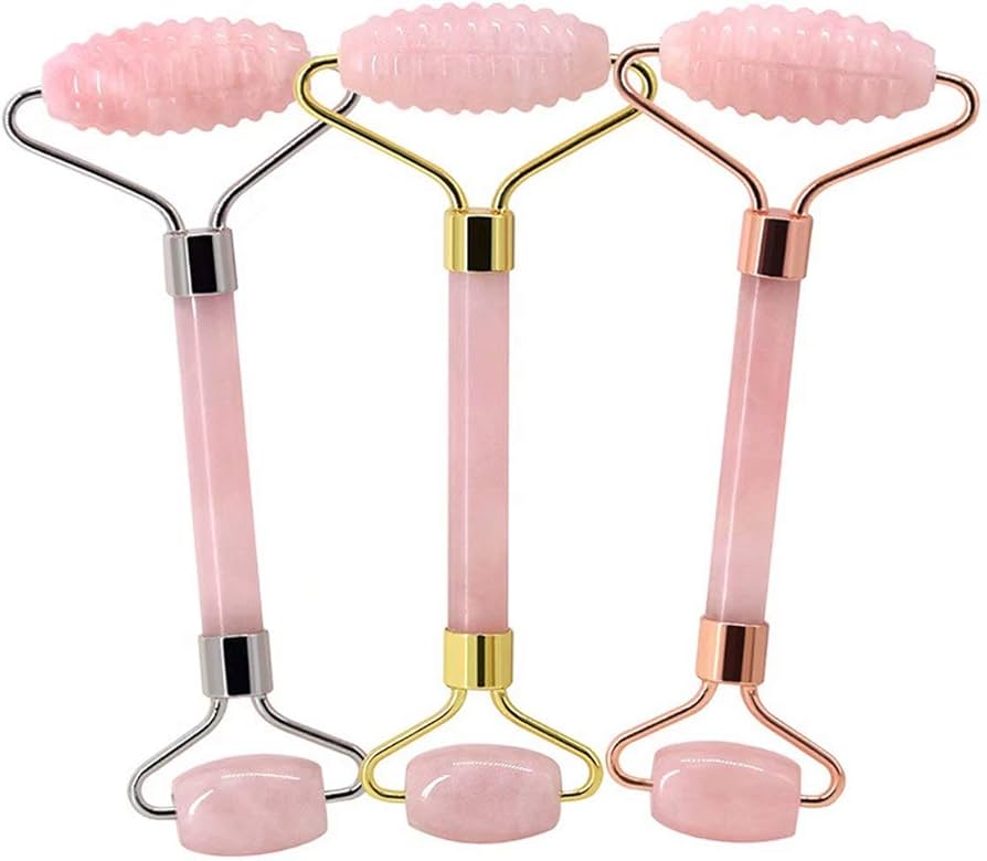 Amazon | XCANG ローズ クォーツ ジェイド ローラー ピンク ジェイド